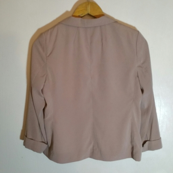 LC Lauren Conrad soft matte pale pink open blazer jacket with rolled 3/4 sleeves - Picture 2 of 2